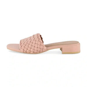 CUSHIONAIRE | Women's Nerida Woven Faux Leather Low Block Heel Sandal Size 9